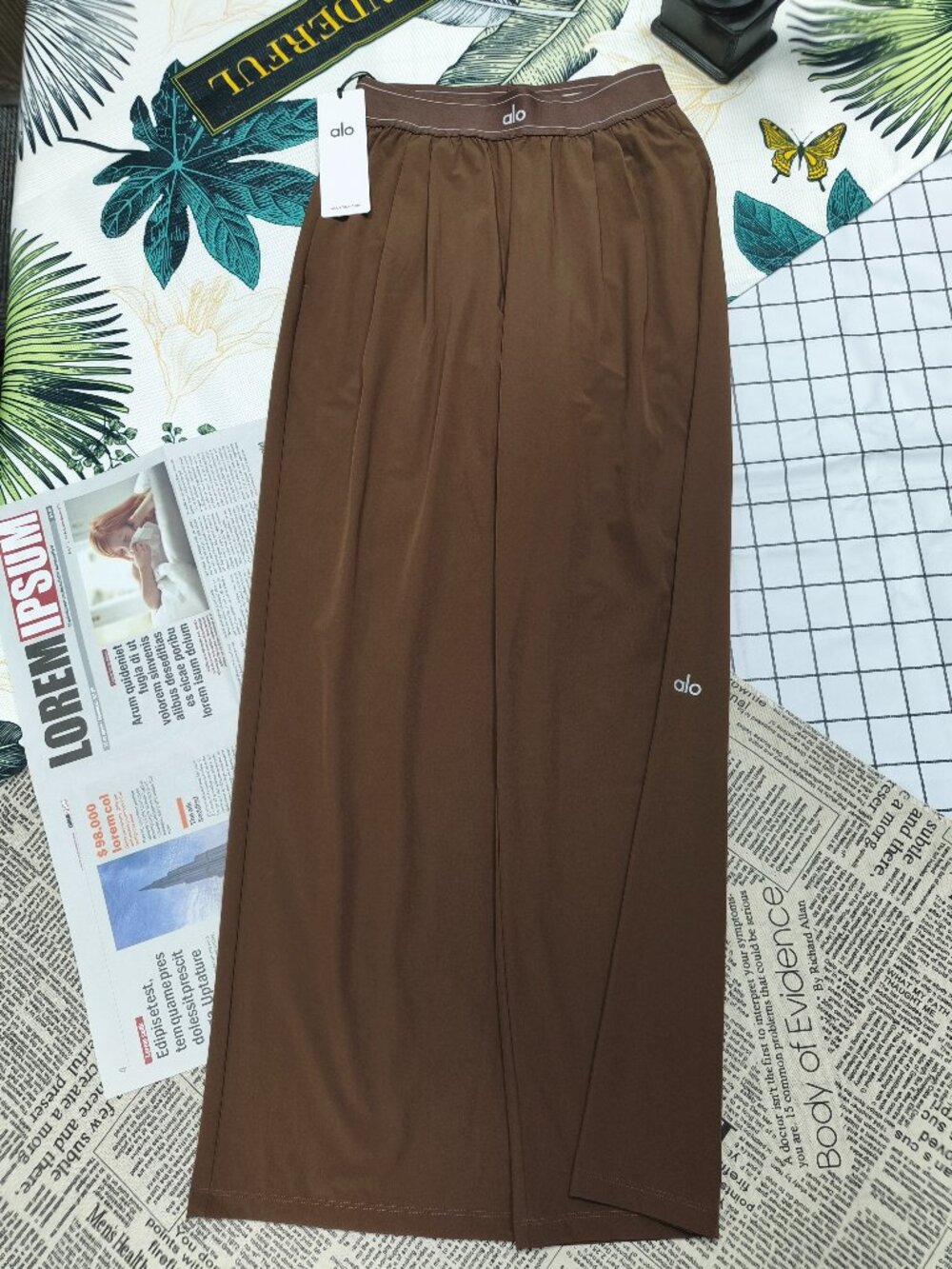 ALO Yoga Suit Up Trouser Espresso Brown🛒Wide Leg Relaxed Fit Pants💵Regular - Picture 2 of 7
